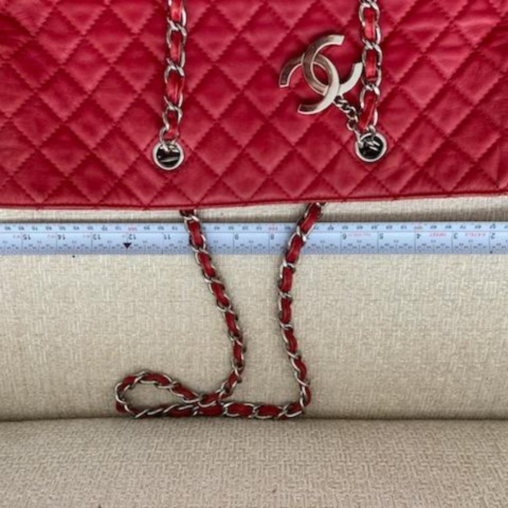 Chanel Vintage Lambskin Quilted Shoulder Bag-RED - Picture 7 of 10
